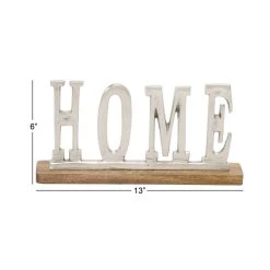 Buy 🔔 13'' Silver Aluminum & Light Wood Glam Home Sign by Ivory and Iris ⌛ -Cheap Ivory and Iris Store D359395S 7