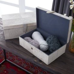 Wholesale 🌟 Gray Leather Glam Box Set, 14" & 17" by Ivory and Iris 🎉 -Cheap Ivory and Iris Store D359683S 4