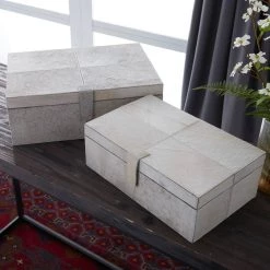 Wholesale 🌟 Gray Leather Glam Box Set, 14" & 17" by Ivory and Iris 🎉 -Cheap Ivory and Iris Store D359683S 6