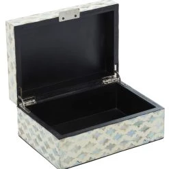 Cheapest 🎉 Coastal Rectangular White Wooden Zigzag Decorative Box Set by Ivory and Iris 🧨 -Cheap Ivory and Iris Store D359684S 8