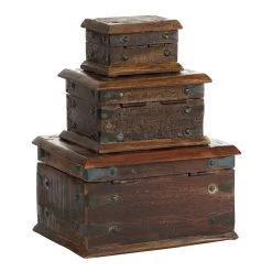 Budget 🤩 Brown Recycled Wood Rustic Box Set by Ivory and Iris 😍 -Cheap Ivory and Iris Store D359688S 4