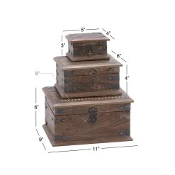 Budget 🤩 Brown Recycled Wood Rustic Box Set by Ivory and Iris 😍 -Cheap Ivory and Iris Store D359688S 5