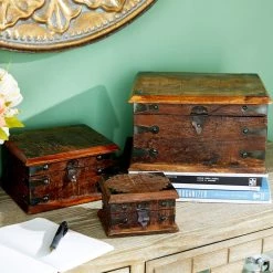 Budget 🤩 Brown Recycled Wood Rustic Box Set by Ivory and Iris 😍 -Cheap Ivory and Iris Store D359688S 7