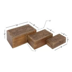 New ⭐ Brown Mango Wood Rustic Box Set, 8", 10" & 12" by Ivory and Iris ⌛ -Cheap Ivory and Iris Store D359693S 13