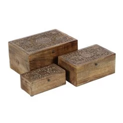 New ⭐ Brown Mango Wood Rustic Box Set, 8", 10" & 12" by Ivory and Iris ⌛ -Cheap Ivory and Iris Store D359693S 7
