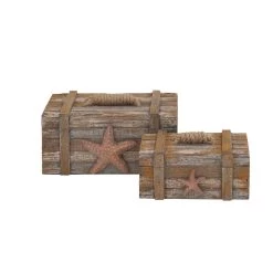 Best Sale β€οΈ Brown Wood Coastal with Starfish Box Set by Ivory and Iris π
