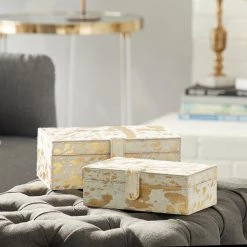 Wholesale 🔥 White & Gold Leather Rustic Box Set by Ivory and Iris 👏 -Cheap Ivory and Iris Store D359707S 9