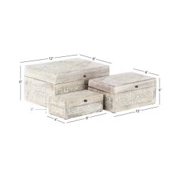 Best Pirce 🔥 White Mango Wood Natural Box Set, 8", 10" & 12" by Ivory and Iris 😍 -Cheap Ivory and Iris Store D359711S 10