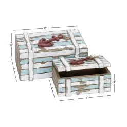 Cheap 😍 Aquamarine Wood Coastal Anchor Box Set by Ivory and Iris 🎁 -Cheap Ivory and Iris Store D359712S 11