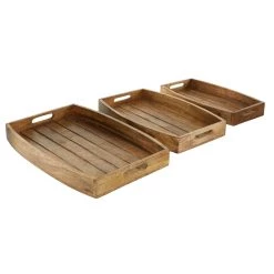 Promo 🌟 Rustic Brown Mango Wood Rustic Tray Set by Ivory and Iris 🤩