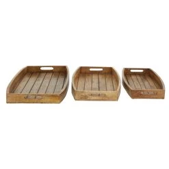 Promo 🌟 Rustic Brown Mango Wood Rustic Tray Set by Ivory and Iris 🤩 -Cheap Ivory and Iris Store D361672S 5