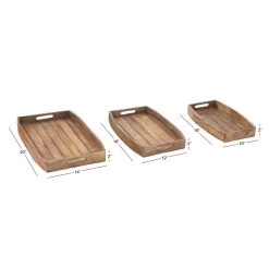 Promo 🌟 Rustic Brown Mango Wood Rustic Tray Set by Ivory and Iris 🤩 -Cheap Ivory and Iris Store D361672S 6
