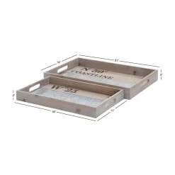 Outlet ❤️ Brown Wood Coastal Tray Set by Ivory and Iris 🎁 12 Outlet ❤️ Brown Wood Coastal Tray Set by Ivory and Iris 🎁 -Cheap Ivory and Iris Store D361676S 7