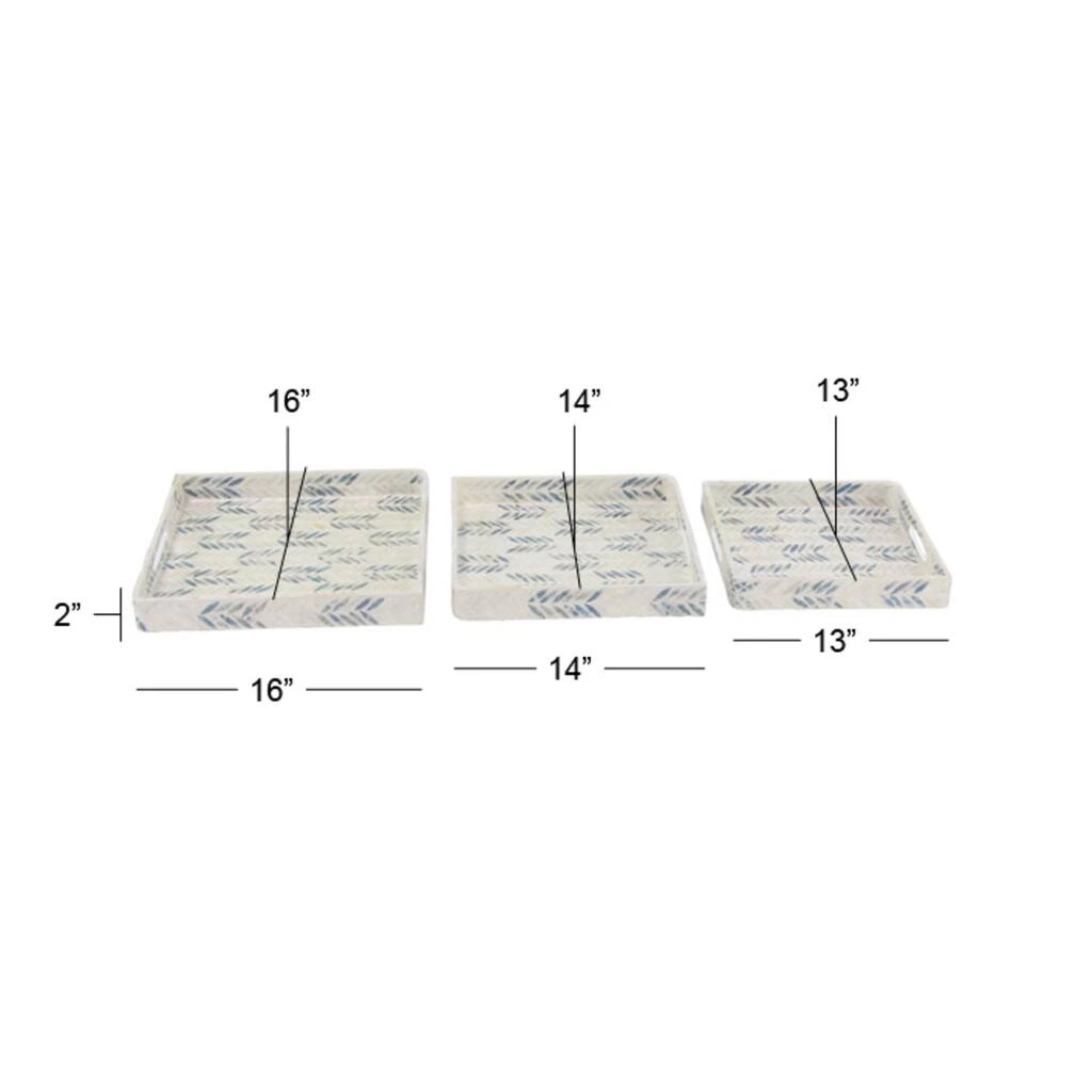 Budget 𧨠White Enamel Wood Coastal Tray Set by Ivory and Iris π 4 Budget 𧨠White Enamel Wood Coastal Tray Set by Ivory and Iris π - Image 4
