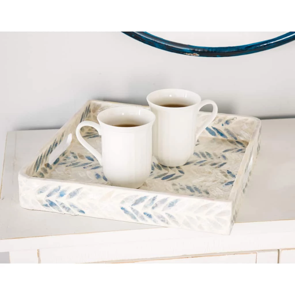 Budget 𧨠White Enamel Wood Coastal Tray Set by Ivory and Iris π 5 Budget 𧨠White Enamel Wood Coastal Tray Set by Ivory and Iris π - Image 5