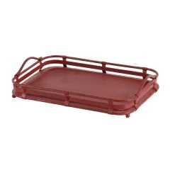Budget 🔥 Red Metal Vintage Tray Set by Ivory and Iris 😉 -Cheap Ivory and Iris Store D361683S 3