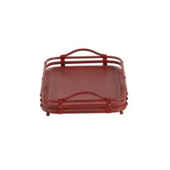 Budget 🔥 Red Metal Vintage Tray Set by Ivory and Iris 😉 -Cheap Ivory and Iris Store D361683S 4