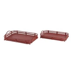 Budget 🔥 Red Metal Vintage Tray Set by Ivory and Iris 😉 -Cheap Ivory and Iris Store D361683S 5