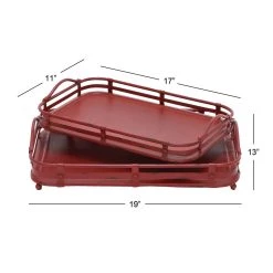Budget 🔥 Red Metal Vintage Tray Set by Ivory and Iris 😉 -Cheap Ivory and Iris Store D361683S 8