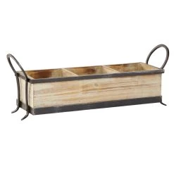 Best deal 🎁 22" Brown Wood Farmhouse Tray by Ivory and Iris 🌟