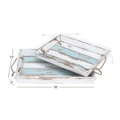 Flash Sale 🌟 White Wood Coastal Tray Set by Ivory and Iris 🎁 -Cheap Ivory and Iris Store D361685S 7