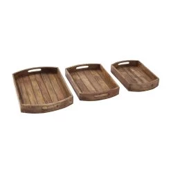 Top 10 🔔 Light Brown Mango Wood Rustic Tray Set by Ivory and Iris ❤️