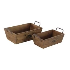 Best Pirce 🌟 Natural Brown Wood Farmhouse Tray Set by Ivory and Iris ✨ -Cheap Ivory and Iris Store D361690S 4