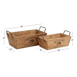 Best Pirce 🌟 Natural Brown Wood Farmhouse Tray Set by Ivory and Iris ✨ -Cheap Ivory and Iris Store D361690S 8
