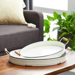 Promo 😉 White Metal Farmhouse Tray Set by Ivory and Iris 🛒 -Cheap Ivory and Iris Store D361704S 7