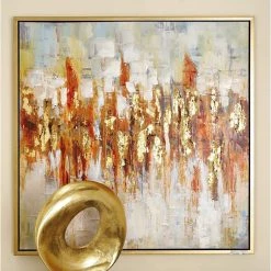 Brand new 😉 Gold Traditional Abstract Canvas Wall Art by Ivory and Iris 😉 -Cheap Ivory and Iris Store D361724S 4