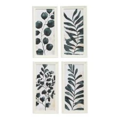Flash Sale 👏 White & Dark Green Vintage Botanical Framed Wall Art Set by Ivory and Iris 🎉
