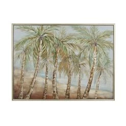 Best Sale 🎉 Green Coastal Palm Tree Canvas Wall Art by Ivory and Iris 🔔