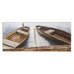 Hot Sale ✨ Brown Coastal Fishing Boats Canvas Wall Art by Ivory and Iris 👍