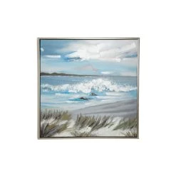 Outlet 🧨 Blue Coastal Beach Framed Canvas Wall Art by Ivory and Iris 😀