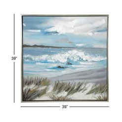 Outlet 🧨 Blue Coastal Beach Framed Canvas Wall Art by Ivory and Iris 😀 -Cheap Ivory and Iris Store D361759S 8