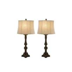 Cheap 🔔 29" Brown Polystone Traditional Table Lamp, 2ct. by Ivory and Iris ✨ -Cheap Ivory and Iris Store D361793S 6