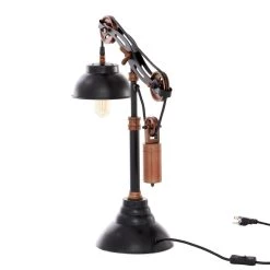 Best Pirce 🧨 24" Black Metal Industrial Table Lamp by Ivory and Iris ✨ -Cheap Ivory and Iris Store D361801S 6