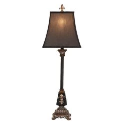 Coupon 😉 34.5" Tuscan Black Polystone Fleur-De-Lis Buffet Lamp by Ivory and Iris ✨
