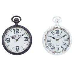 Cheapest 👍 Black & White Metal Vintage Wall Clock Set by Ivory and Iris 🔥