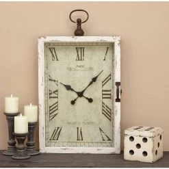 Hot Sale π₯ 34" White Vintage Wood Wall Clock by Ivory and Iris π 13 Hot Sale π₯ 34" White Vintage Wood Wall Clock by Ivory and Iris π -Cheap Ivory and Iris Store D362069S 7