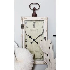 Best Sale ✔️ 28" White Vintage Wood Wall Clock by Ivory and Iris 🌟 -Cheap Ivory and Iris Store D362073S 7