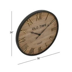 Deals ✨ Brown Farmhouse Wood Wall Clock by Ivory and Iris ✔️ -Cheap Ivory and Iris Store D362078S 6