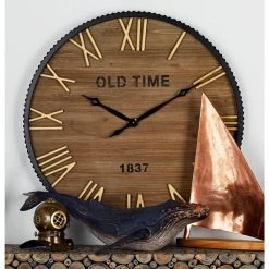 Deals ✨ Brown Farmhouse Wood Wall Clock by Ivory and Iris ✔️ -Cheap Ivory and Iris Store D362078S 7
