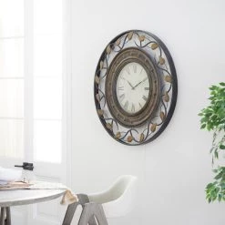 Discount ✔️ Brown Rustic Metal Wall Clock by Ivory and Iris 🔔 -Cheap Ivory and Iris Store D362079S 10