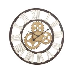 Best Pirce 👍 Brown Industrial Metal Round Wall Clock by Ivory and Iris 🥰