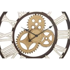 Best Pirce 👍 Brown Industrial Metal Round Wall Clock by Ivory and Iris 🥰 -Cheap Ivory and Iris Store D362080S 3