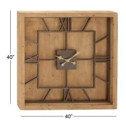Deals 🌟 Light Brown Farmhouse Wood Wall Clock by Ivory and Iris 💯 -Cheap Ivory and Iris Store D362082S 5