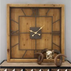 Deals 🌟 Light Brown Farmhouse Wood Wall Clock by Ivory and Iris 💯 -Cheap Ivory and Iris Store D362082S 6