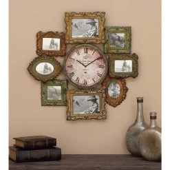 Best Pirce 👍 25" Multicolored Metal Frames Wall Clock by Ivory and Iris 😀 -Cheap Ivory and Iris Store D362095S 12