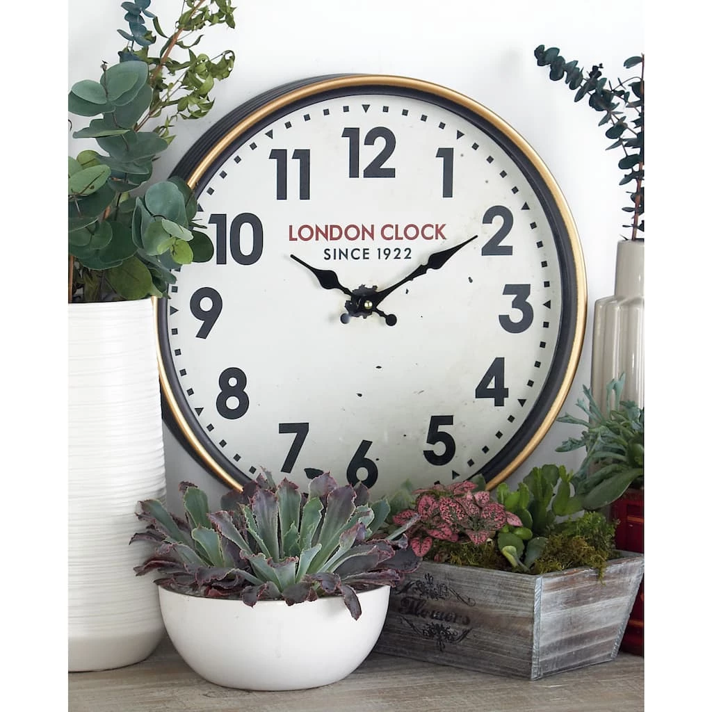 Outlet π 16" White Metal Traditional Wall Clock by Ivory and Iris π 6 Outlet π 16" White Metal Traditional Wall Clock by Ivory and Iris π - Image 6